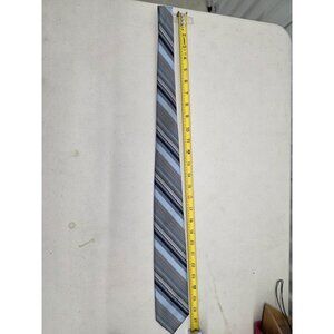 JCPenney The Men's Shop Striped Necktie Blue Grey Polyester Fabric Woven in